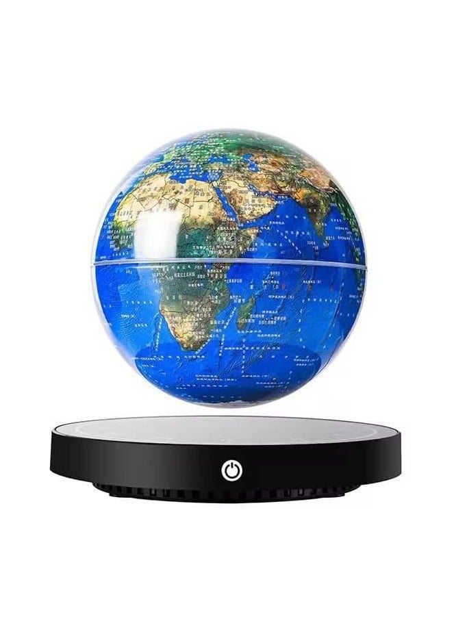 FIPKA Magnetic Floating Globe 6 Inch,Gravity Floating Rotating Multi-Colour Earth Globe with Clock Base Touch Switch for Home Office Desk Decoration - Image 1