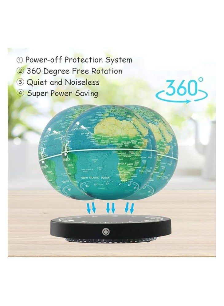 FIPKA Magnetic Floating Globe 6 Inch,Gravity Floating Rotating Multi-Colour Earth Globe with Clock Base Touch Switch for Home Office Desk Decoration - Image 3