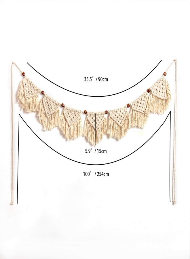 Eiyye Handmade Boho Tassel Wall Hanging Fringe Panels Garland Banner Woven Tapestry Cotton Crochet Decor Macrame Bathroom Bedroom Classroom Office Decor (7-Flag) - Image 3