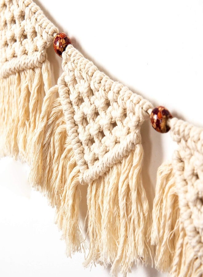 Eiyye Handmade Boho Tassel Wall Hanging Fringe Panels Garland Banner Woven Tapestry Cotton Crochet Decor Macrame Bathroom Bedroom Classroom Office Decor (7-Flag) - Image 5