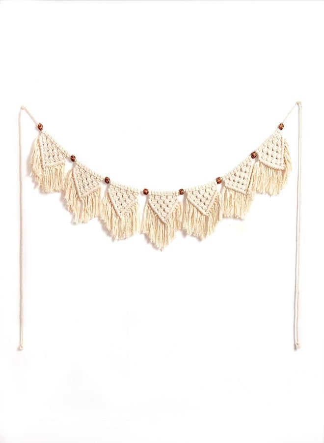 Eiyye Handmade Boho Tassel Wall Hanging Fringe Panels Garland Banner Woven Tapestry Cotton Crochet Decor Macrame Bathroom Bedroom Classroom Office Decor (7-Flag) - Image 1