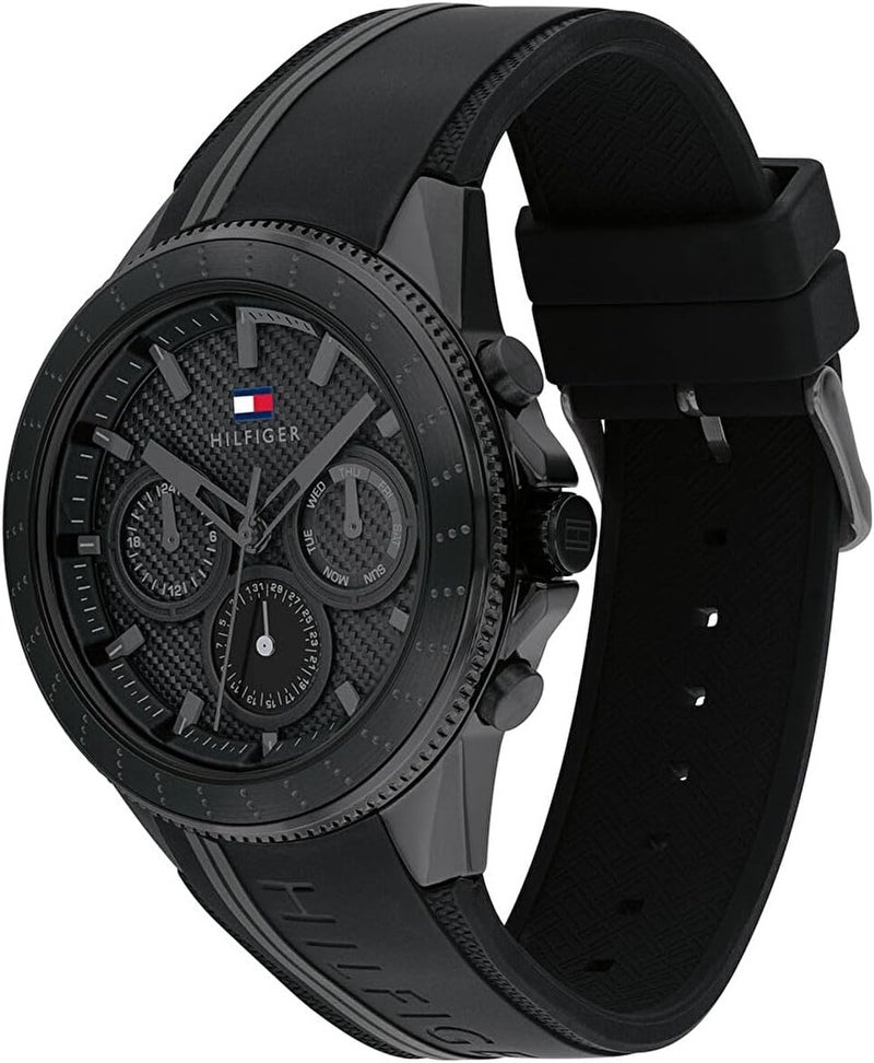 TOMMY HILFIGER ساعة تومي هيلفيغر آيدن للرجال بقرص أسود - Image 2