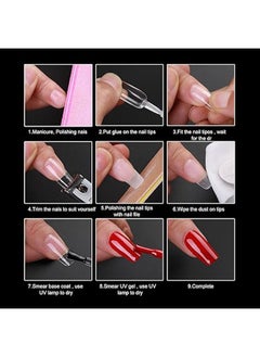 Pinpai Almond Fake Gel Nail Tips 120pcs Almond Press on Nails Medium French Design Clear Full Cover Artificial Almond False Nails Transparent Semi Frosted Nail Plate for Home DIY Nail Salon Nail Extension  - Image 5