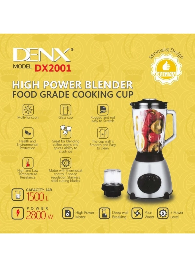 Denx - High Power Electric Blender with Grain Grinder 2800W-1.5L - Image 1