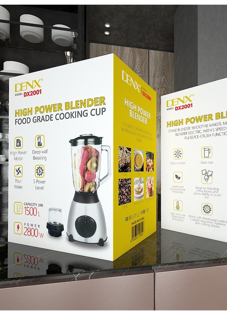 Denx - High Power Electric Blender with Grain Grinder 2800W-1.5L - Image 1