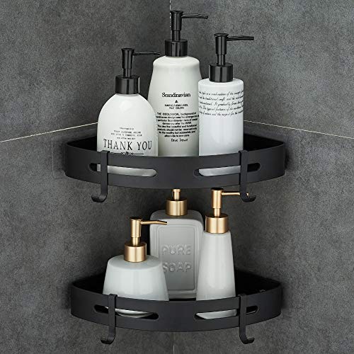 Hoomtaook Adhesive Corner Shelf Bathroom Shower Caddy Organizer for Kitchen Toilet No Drilling 2-Tier Bathroom Corner Shelves Shower Caddies - Image 1