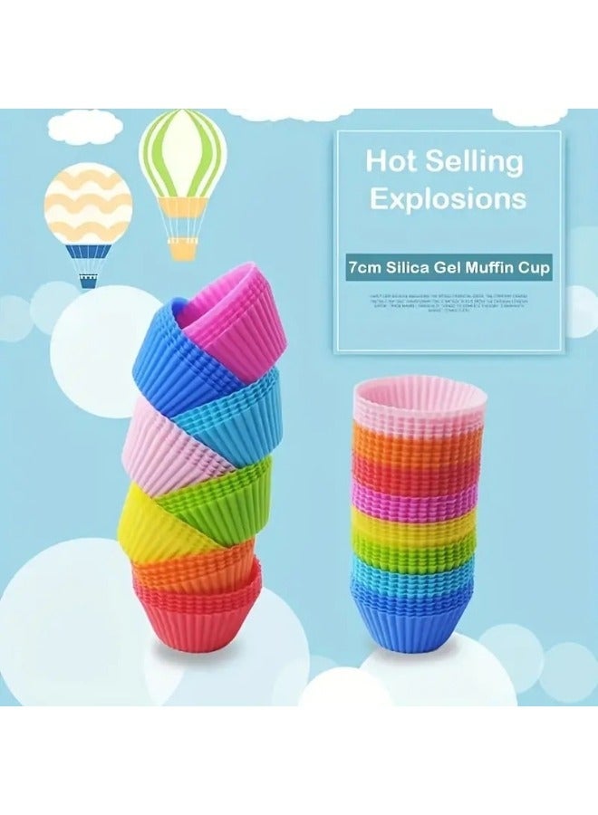 FALMER 24Pieces Of Reusable Silicone Muffin Cupcake Cups, 7Cm Multicolored - Image 5