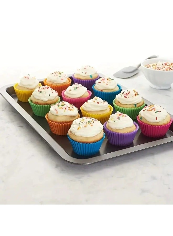 FALMER 24Pieces Of Reusable Silicone Muffin Cupcake Cups, 7Cm Multicolored - Image 4