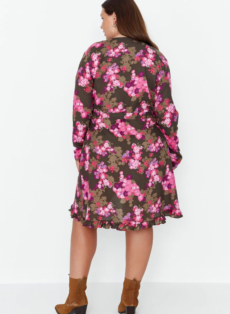 Trendyol Curve Floral Print Tie Detail Dress
