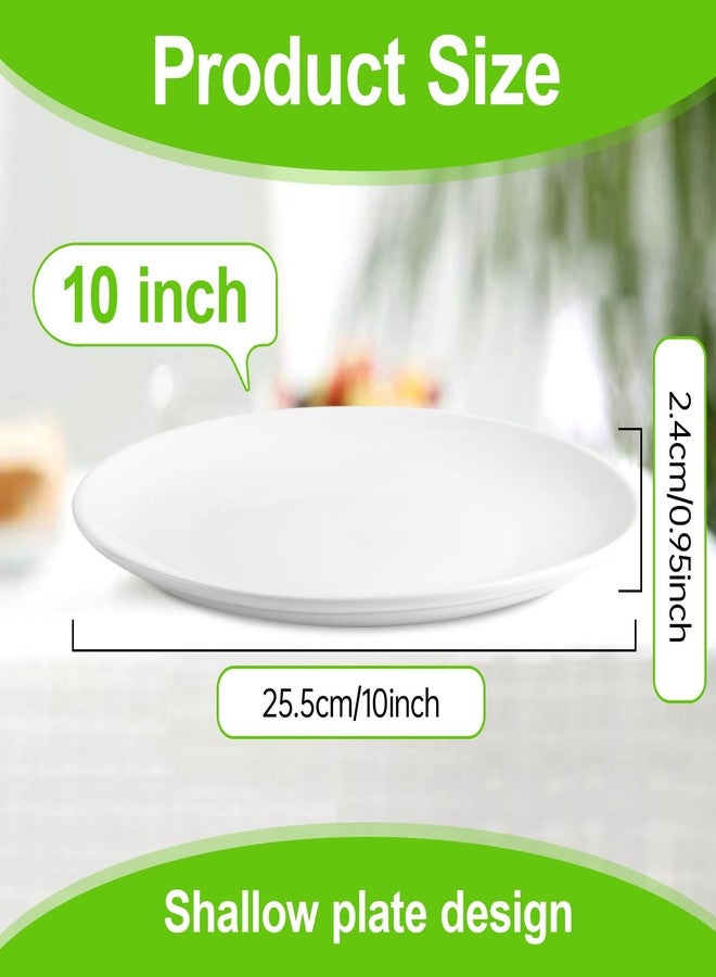 PLMMOUT Ceramic Dinner Plates Set of 4, 10 inch White Ceramic Plates, Round Porcelain Dinner Plate Serving Dishes for Kitchen Microwave, Oven, Dishwasher Safe - Image 2