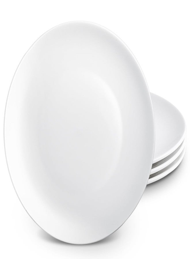 PLMMOUT Ceramic Dinner Plates Set of 4, 10 inch White Ceramic Plates, Round Porcelain Dinner Plate Serving Dishes for Kitchen Microwave, Oven, Dishwasher Safe - Image 1