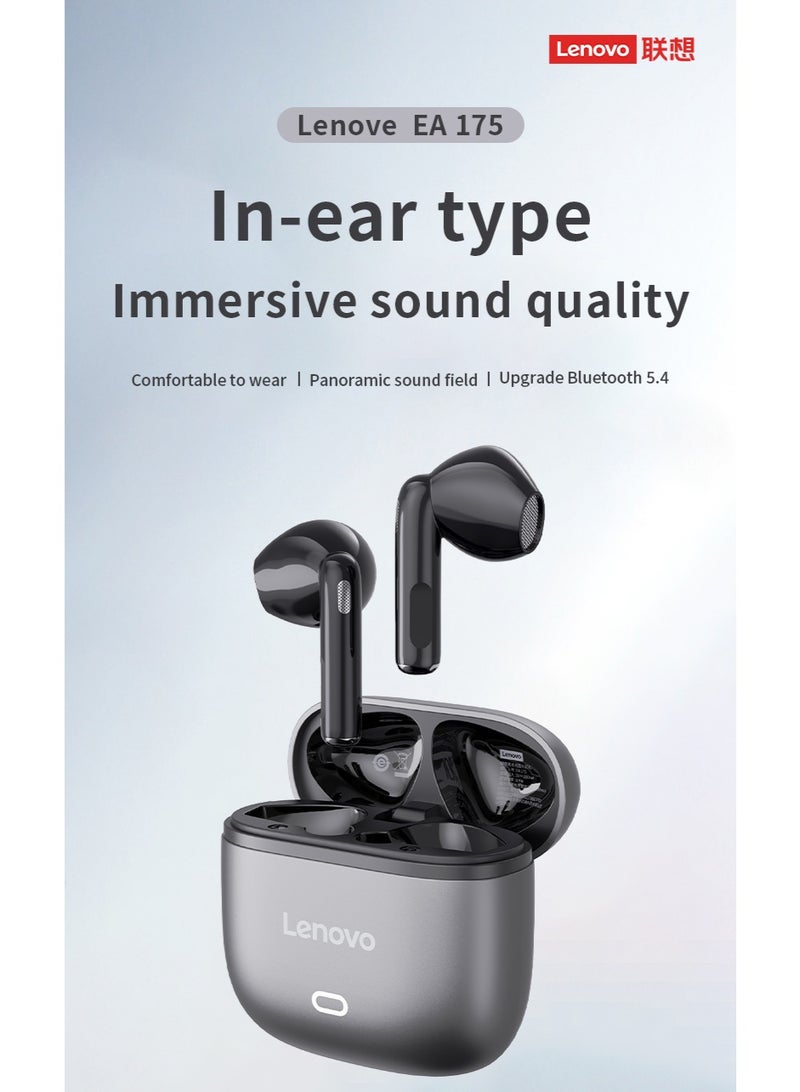 Lenovo EA175 True Wireless Earbuds - 13mm Driver, Bluetooth 5.4, 24H Battery & Low Latency Gaming- grey - Image 1