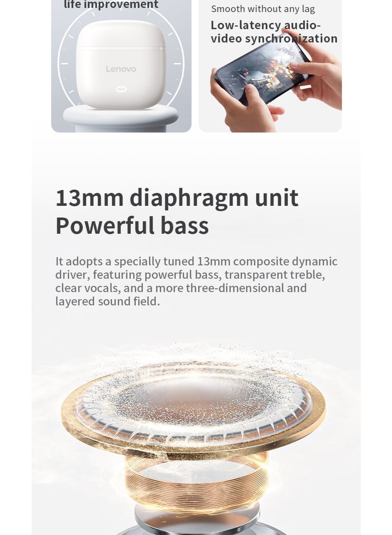 Lenovo EA175 True Wireless Earbuds - 13mm Driver, Bluetooth 5.4, 24H Battery & Low Latency Gaming- grey - Image 3