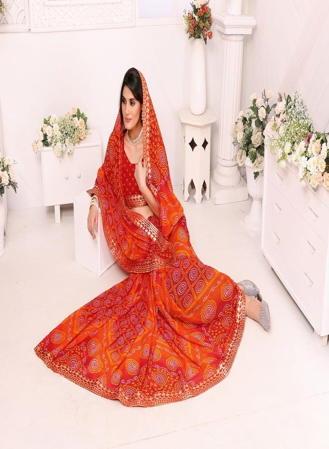 Yashika Women's latest Georgette Saree With Lace and Blouse Material (AZ-YS-P1-AACHAL RED) - Image 3