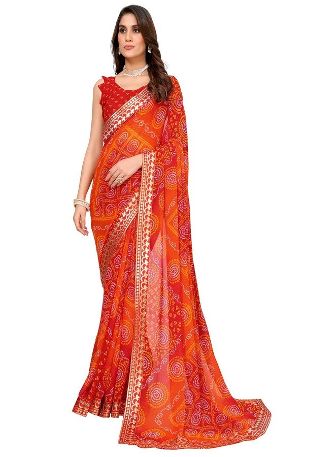 Yashika Women's latest Georgette Saree With Lace and Blouse Material (AZ-YS-P1-AACHAL RED) - Image 1