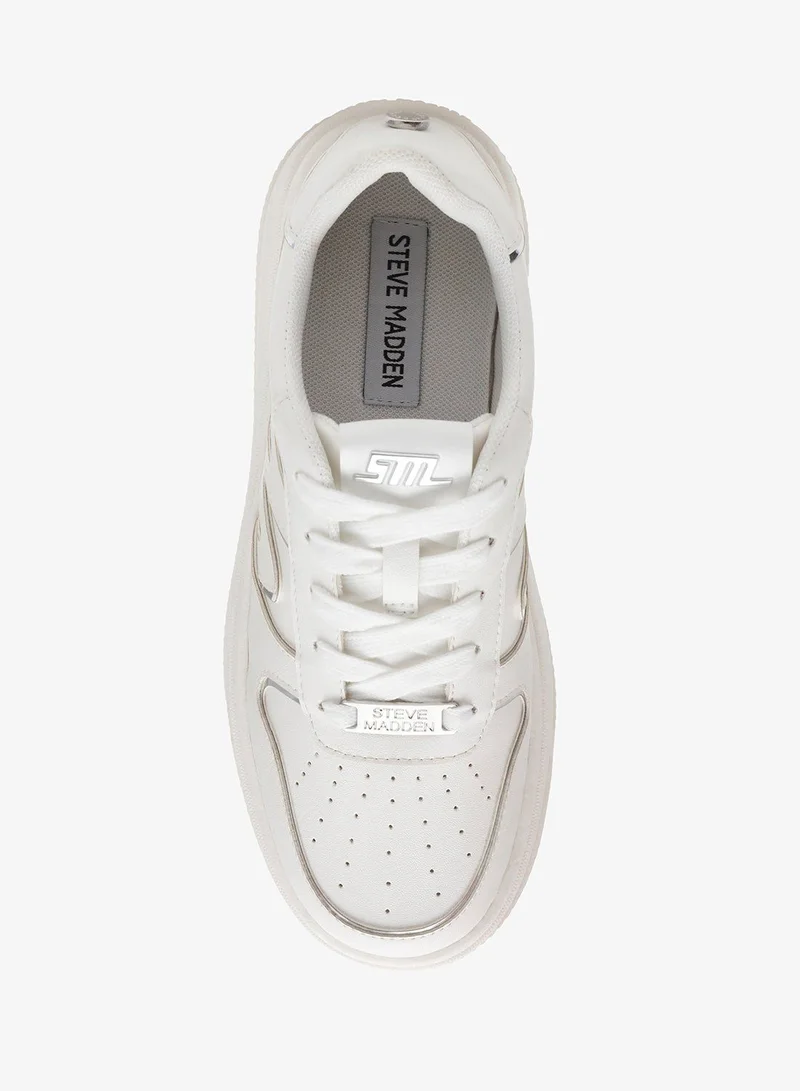 Steve Madden WHITE/SIL Dynamo Low Top Sneakers for Women | Best Price UAE