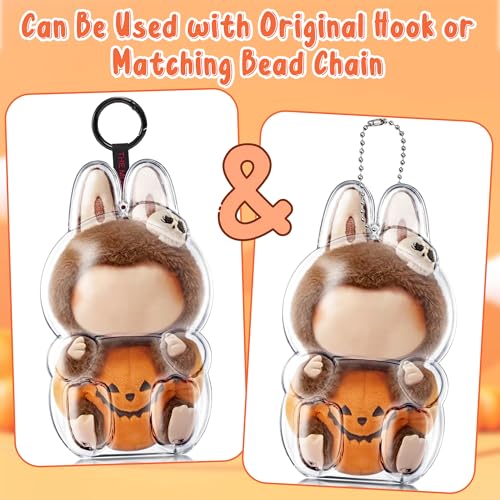 GerdfeiTawtab Clear Bag Keychain for 17CM Doll, Clear Doll Display Protective Cover, Hanging Figure Transparent Acrylic Case Storage Box for Fans Collector (Pumpkin) - Image 3