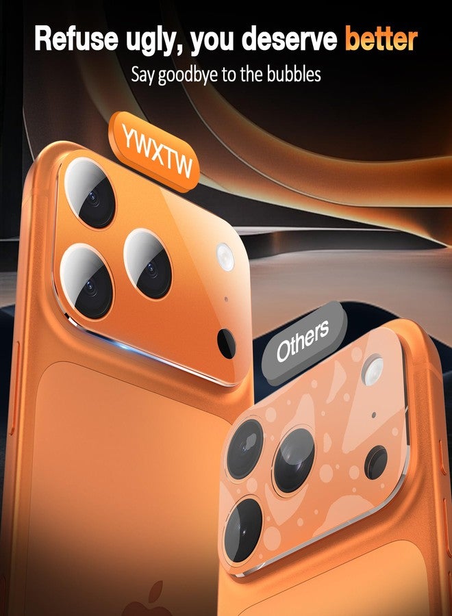 YWXTW [0 Bubbles for iPhone 17 Pro Camera Lens Protector, Full Coverage Tempered Glass Lens Screen Protector for iPhone 17 Pro Accessories, Case Friendly, HD Clear, 3 Pack (Cosmic Orange) - Image 2