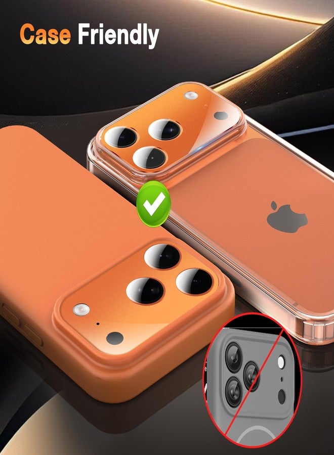YWXTW [0 Bubbles for iPhone 17 Pro Camera Lens Protector, Full Coverage Tempered Glass Lens Screen Protector for iPhone 17 Pro Accessories, Case Friendly, HD Clear, 3 Pack (Cosmic Orange) - Image 5