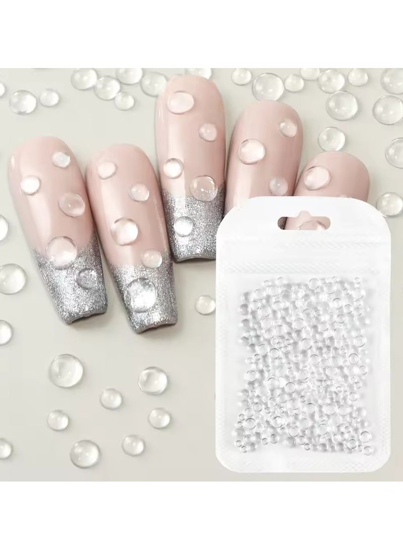 Goolsky 300Pcs Mermaid Rhinestones Clear Nail Art Decoration Mix Size 3D Nails Charms Flat Half Round Beads Summer Manicure Accessories - Image 1