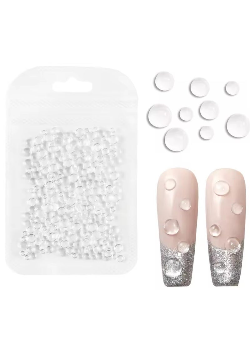 Goolsky 300Pcs Mermaid Rhinestones Clear Nail Art Decoration Mix Size 3D Nails Charms Flat Half Round Beads Summer Manicure Accessories - Image 2