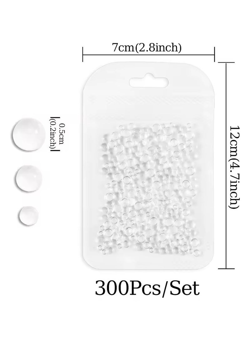 Goolsky 300Pcs Mermaid Rhinestones Clear Nail Art Decoration Mix Size 3D Nails Charms Flat Half Round Beads Summer Manicure Accessories - Image 3