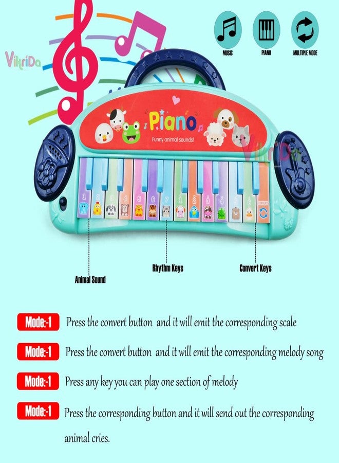 VikriDA Mini Piano Keyboard Toy for Kids Multifunction Baby Musical Instrument Educational Toys for Boys and Girls - Blue - Image 2