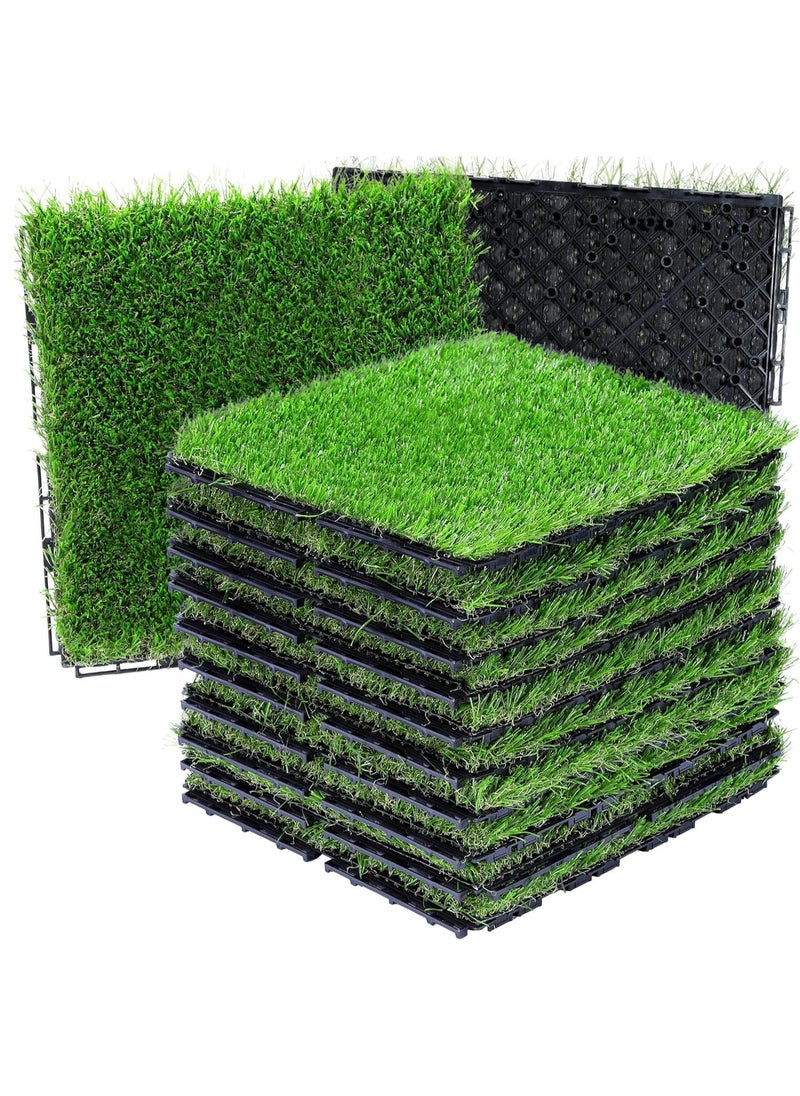 LINGWEI 9-Piece Artificial Grass Interlocking Tile Set Durable and Weather-Resistant Flooring for Indoor and Outdoor Decoration  - Image 1
