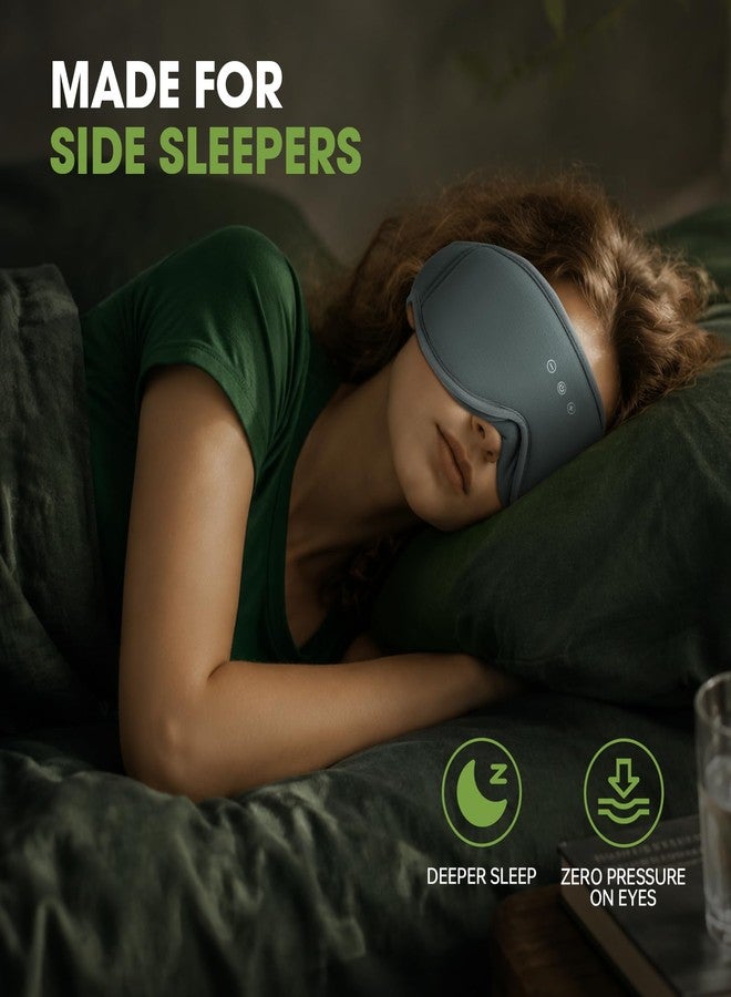 ZHENYEMEI Bamboo Cotton Large Sleep Mask with Bluetooth Wireless Headphones - Blackout Eye Mask for Sleeping 3D Contoured Sleep Eye Cover Headband Ear Plugs Low Noise Hook for Men Women Better Experience (Grey - Image 3