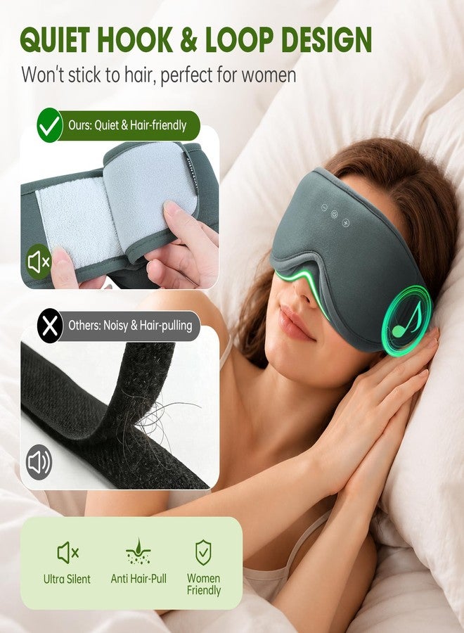 ZHENYEMEI Bamboo Cotton Large Sleep Mask with Bluetooth Wireless Headphones - Blackout Eye Mask for Sleeping 3D Contoured Sleep Eye Cover Headband Ear Plugs Low Noise Hook for Men Women Better Experience (Grey - Image 5