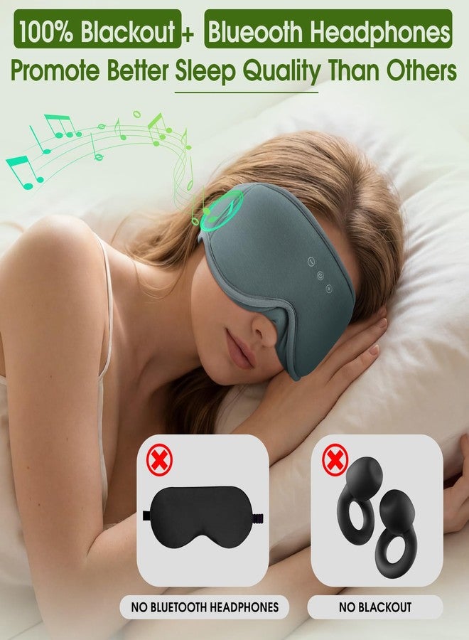 ZHENYEMEI Bamboo Cotton Large Sleep Mask with Bluetooth Wireless Headphones - Blackout Eye Mask for Sleeping 3D Contoured Sleep Eye Cover Headband Ear Plugs Low Noise Hook for Men Women Better Experience (Grey - Image 4