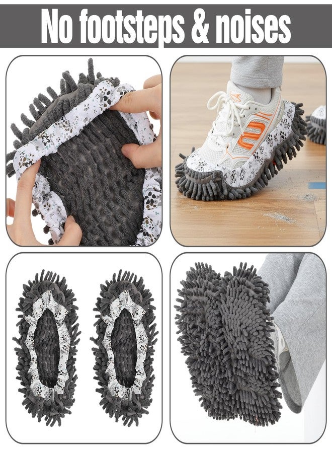 JOUTYFOR 10 Pcs Mop Slippers Socks Floor Cleaning, 5 Pairs Microfiber Shoe Covers Dust Soft Washable Reusable Foot Socks for Woman Man House Kitchen (Grey) - Image 5