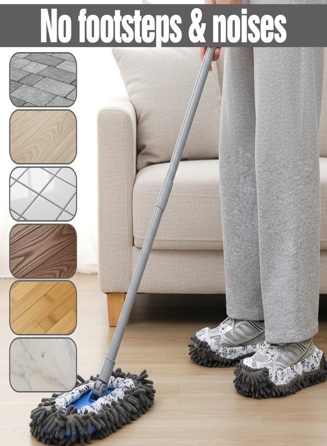 JOUTYFOR 10 Pcs Mop Slippers Socks Floor Cleaning, 5 Pairs Microfiber Shoe Covers Dust Soft Washable Reusable Foot Socks for Woman Man House Kitchen (Grey) - Image 4
