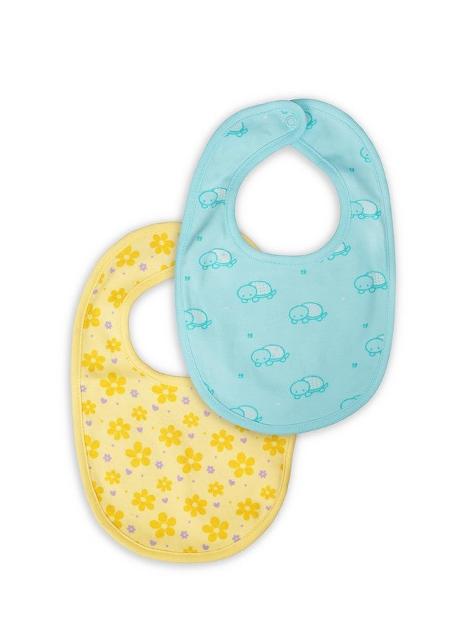 Kidbea Organic Cotton Baby Bib, Adjustable Snap Closure Soft Absorbent Feeding Bibs Apron for Newborns & Infants Child With Cute Prints | Reusable Baby Essential (Pack of 2) - Image 1