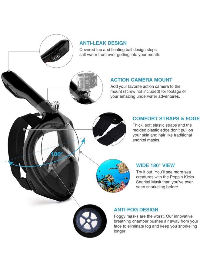 TRAY Snorkel Mask with Latest Dry Top Breathing System,Fold 180 Degree Panoramic View Full Face Snorkel Mask Anti-Fog Anti-Leak with Camera Mount,Snorkeling Gear for Adults Kids (Black, S/M) - Image 4