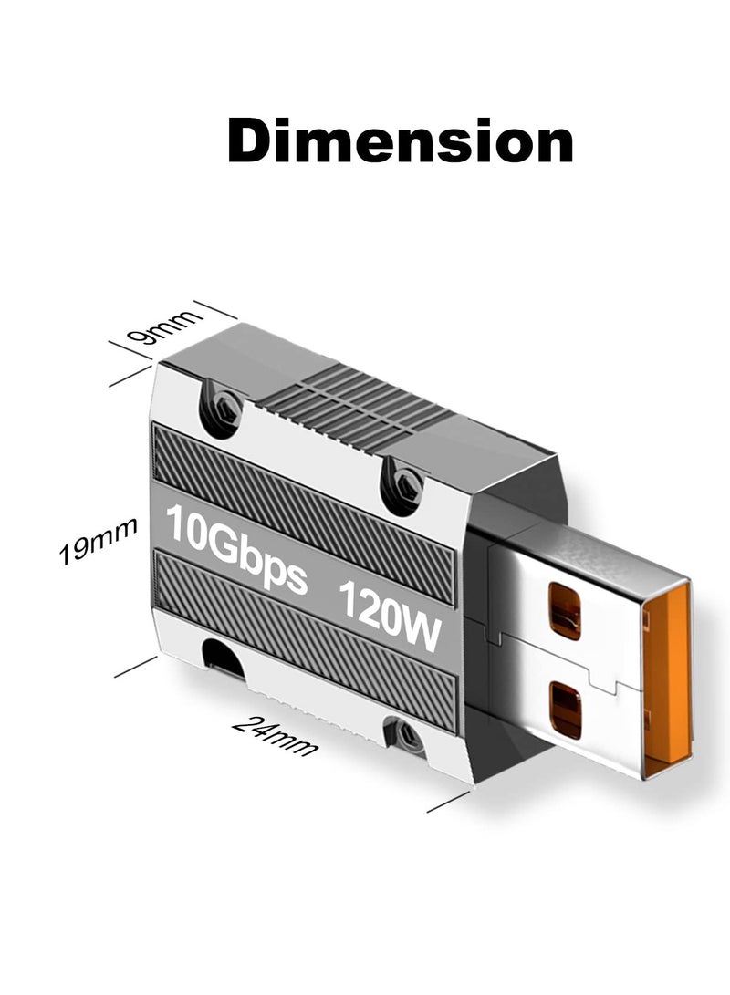 SYOSI USB C to USB Adapter, 2PCS Zinc Alloy Shell Super Fast Charge 120w Converter, USB 3.0 Male to USB Type C Female Converter - Image 3