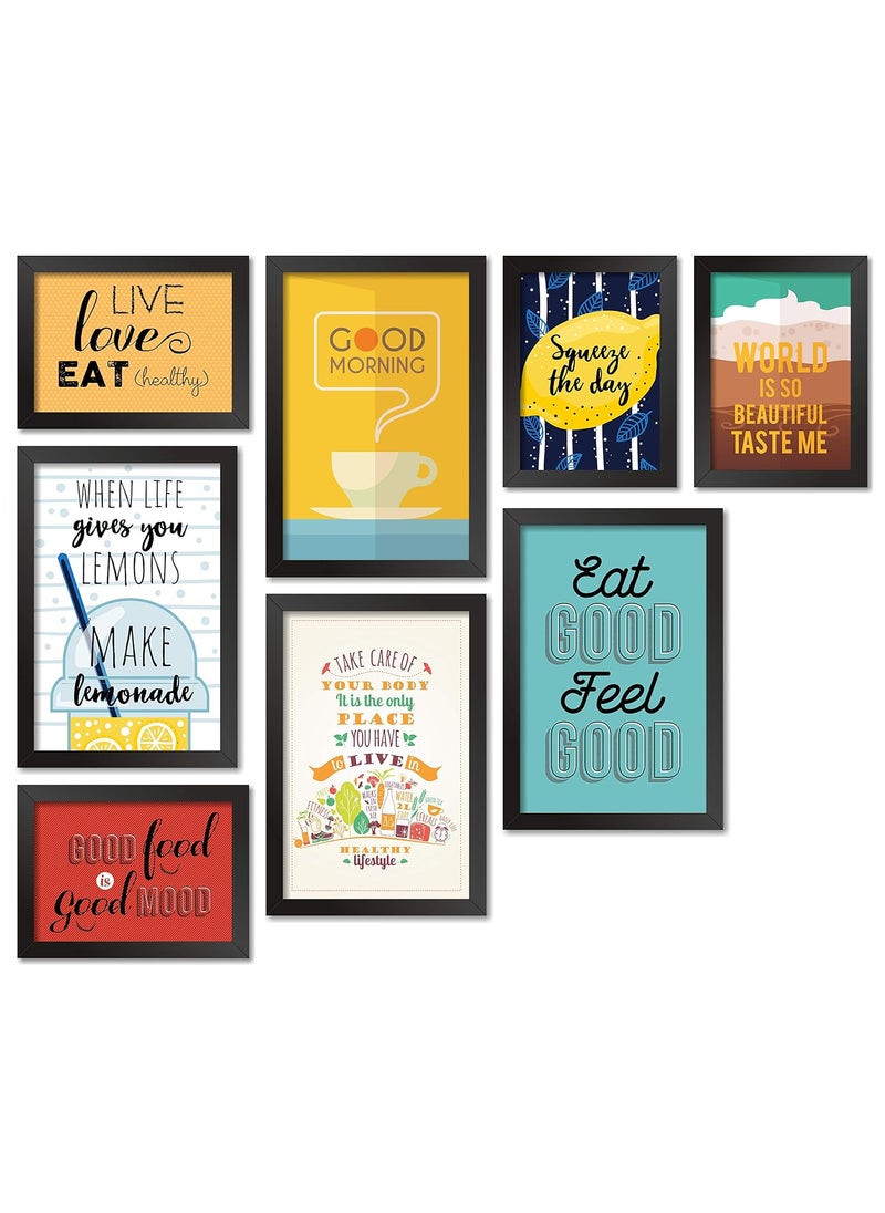 Paper Plane Design PAPER PLANE DESIGN Framed Posters Quotes 2 Sizes, Set of 8 (BLACK, KITCHEN)  - Image 1