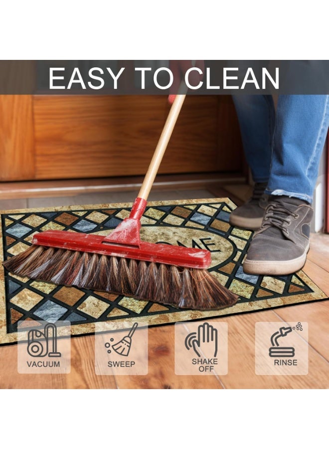 Welcome Door Mat 24x 36 Inch Front Doormat Outdoors for Home Entrance Outdoors Mat for Outside Entry Way Doormat Entry Rugs, Heavy Duty Non Slip Rubber Back Low Profile,Blue Welcome - Image 5