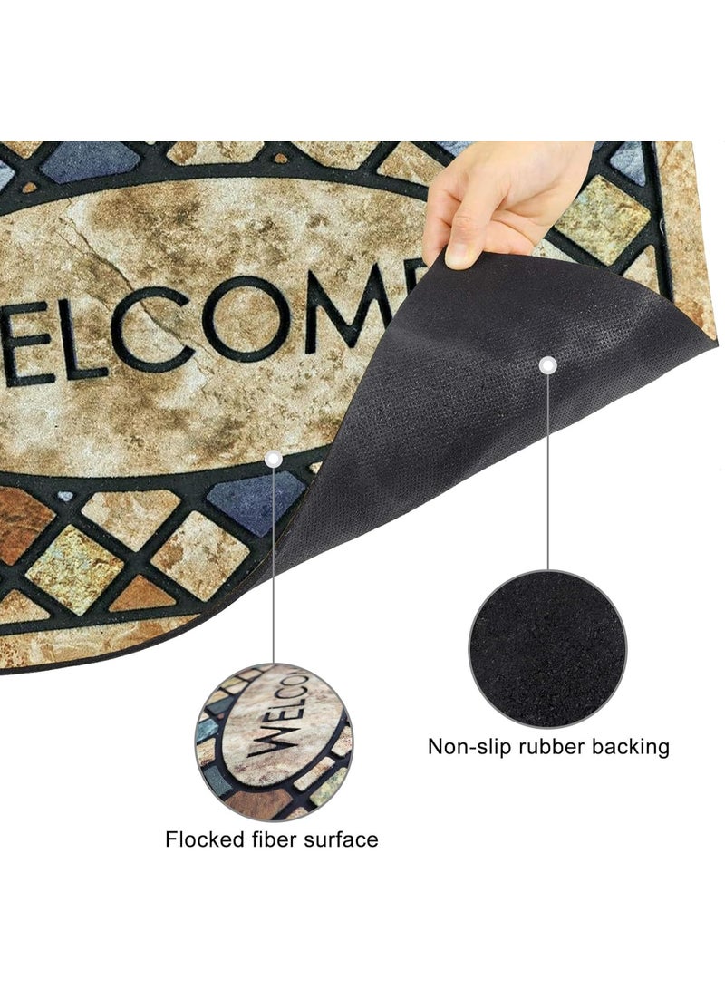 Welcome Door Mat 24x 36 Inch Front Doormat Outdoors for Home Entrance Outdoors Mat for Outside Entry Way Doormat Entry Rugs, Heavy Duty Non Slip Rubber Back Low Profile,Blue Welcome - Image 4