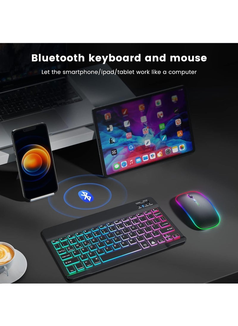 Captaintech Ultra-slim Bluetooth Keyboard and Mouse Combo for iPad Rechargeable Wireless Keyboard & Mouse with 7-Color Backlit Compatible with iPad 9th/8th Gen iPad Pro/Air/Mini iPhone14/13/12 Pro - Image 2