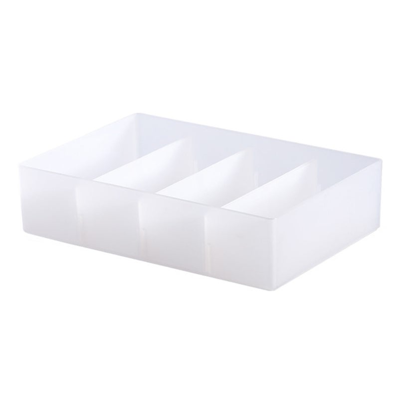 4 Section Drawer Organizer Tray with Removable Partition Stackable Translucent Plastic Divided Organizer Bins for Office Desktop Large - Image 2