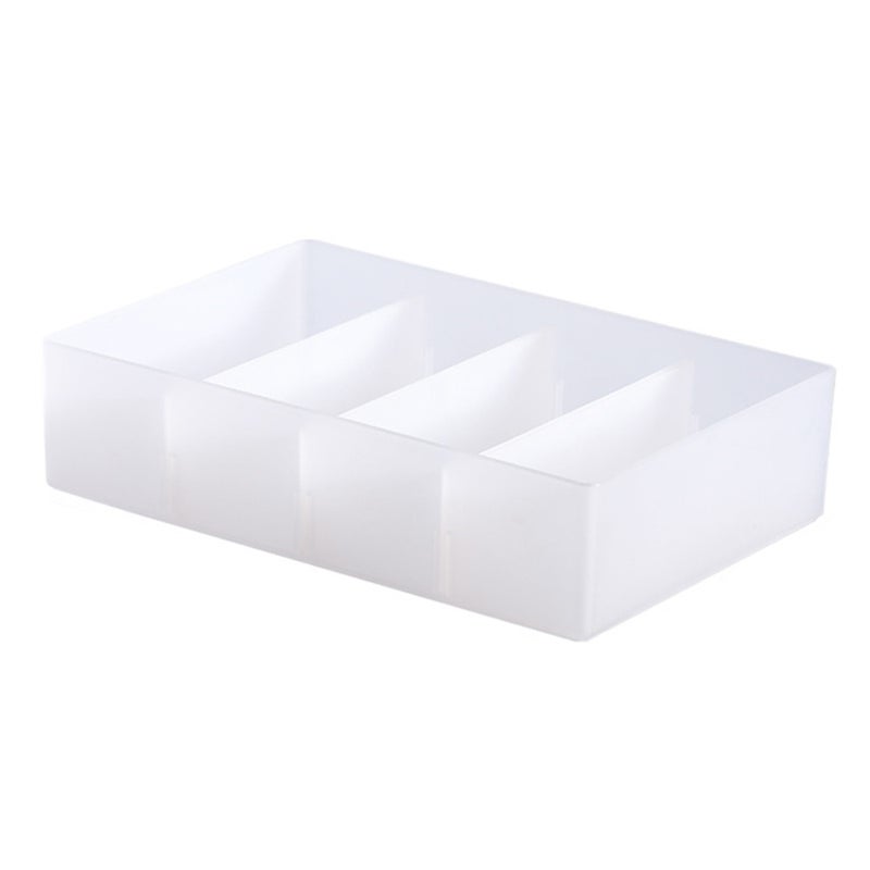 4 Section Drawer Organizer Tray with Removable Partition Stackable Translucent Plastic Divided Organizer Bins for Office Desktop Large - Image 3