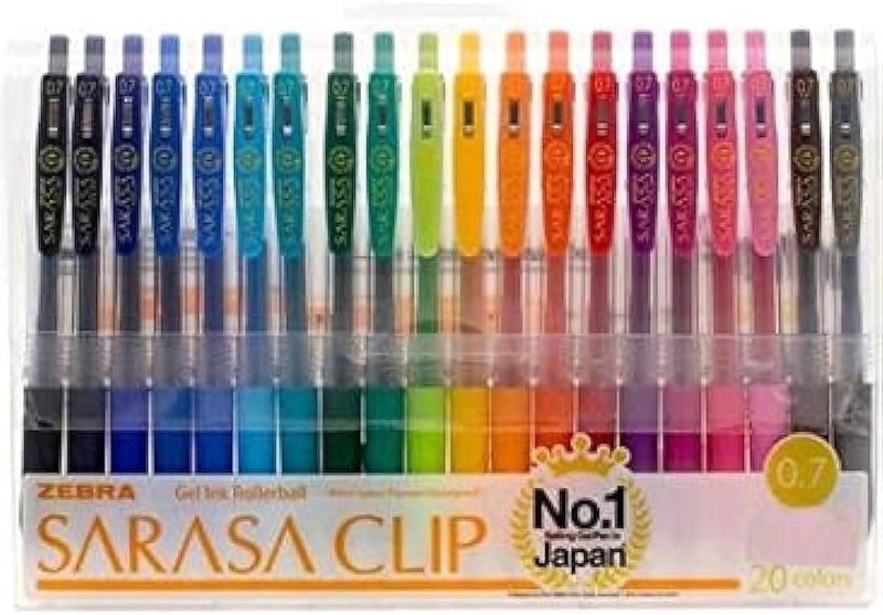 Zebra Pen Zebra 20 Colour Sarasa Clip Pen 0.7 mm Tip 12-Pack, Multicolour - Image 1