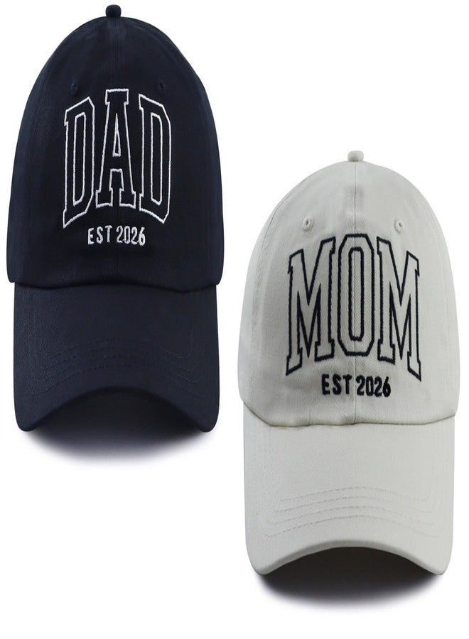 Wsaztulp Gifts for New Mom Dad, Dad Mom Est 2026 Hats, Daddy Mommy Baseball Cap, Mother's Father's Day Retirement Birthday Gifts for Papa Mama Parents pops Black Beige - Image 1