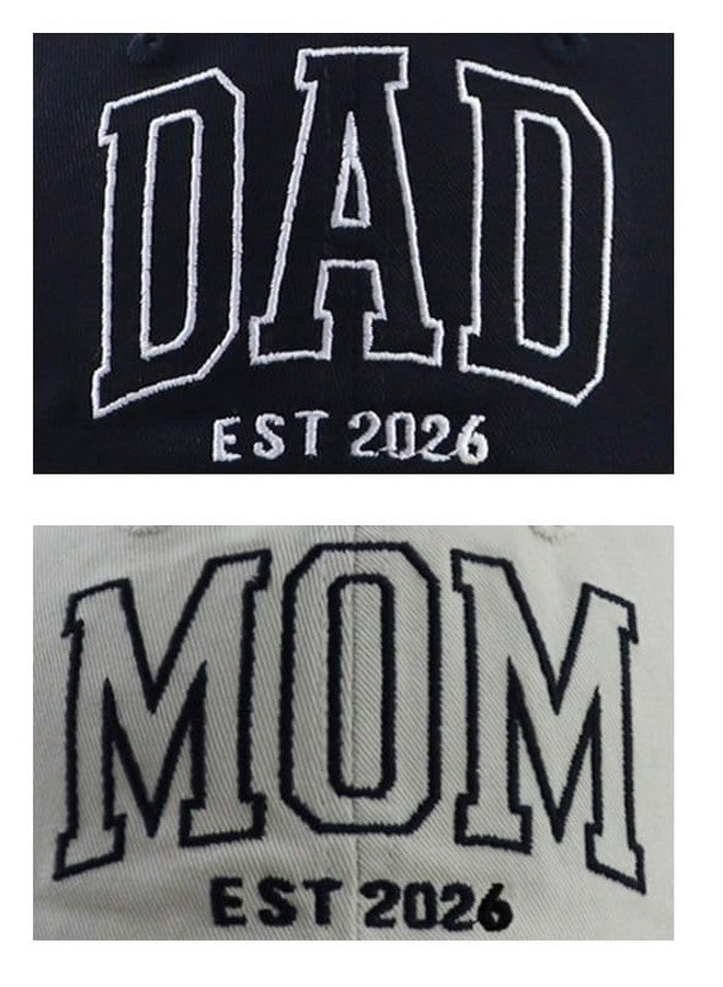 Wsaztulp Gifts for New Mom Dad, Dad Mom Est 2026 Hats, Daddy Mommy Baseball Cap, Mother's Father's Day Retirement Birthday Gifts for Papa Mama Parents pops Black Beige - Image 3
