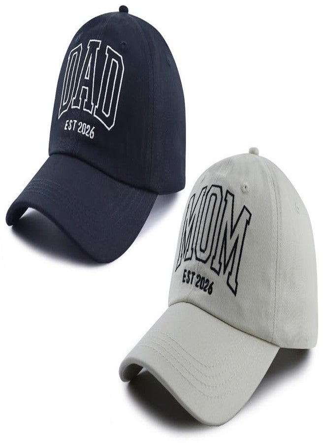 Wsaztulp Gifts for New Mom Dad, Dad Mom Est 2026 Hats, Daddy Mommy Baseball Cap, Mother's Father's Day Retirement Birthday Gifts for Papa Mama Parents pops Black Beige - Image 2