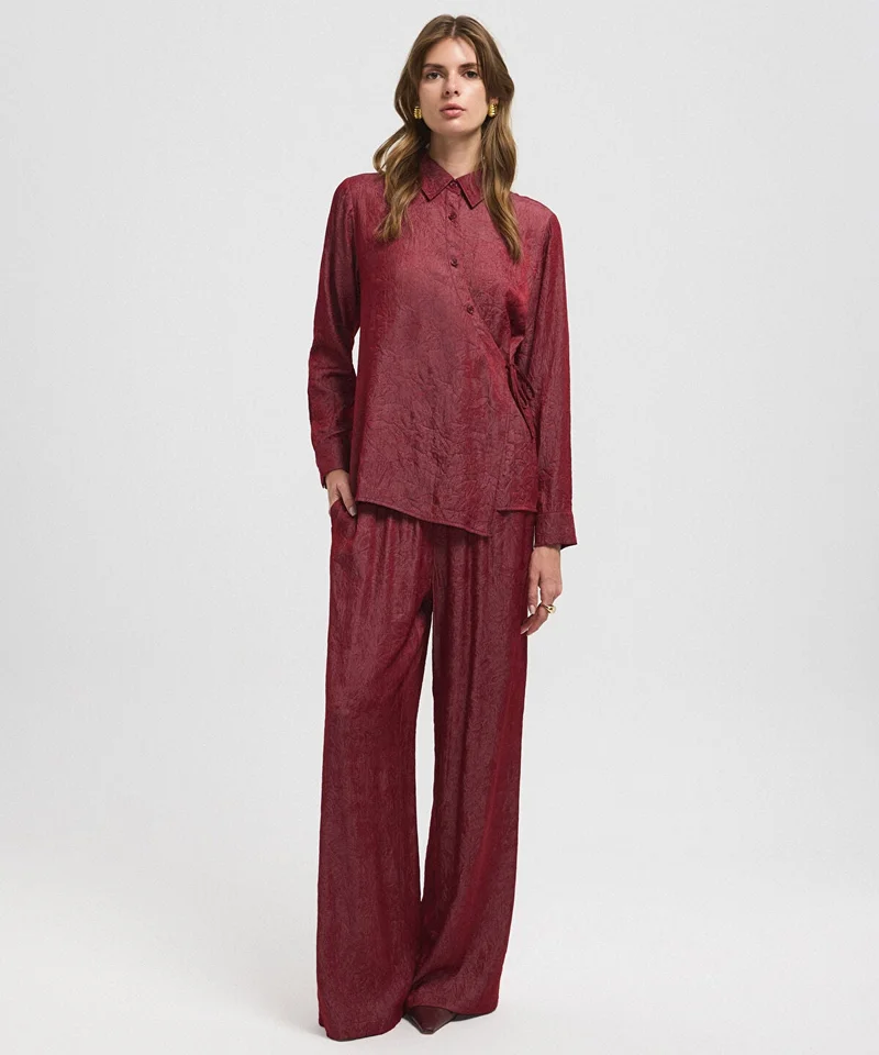 ابيكول Asymmetric Tie Waist Shirt