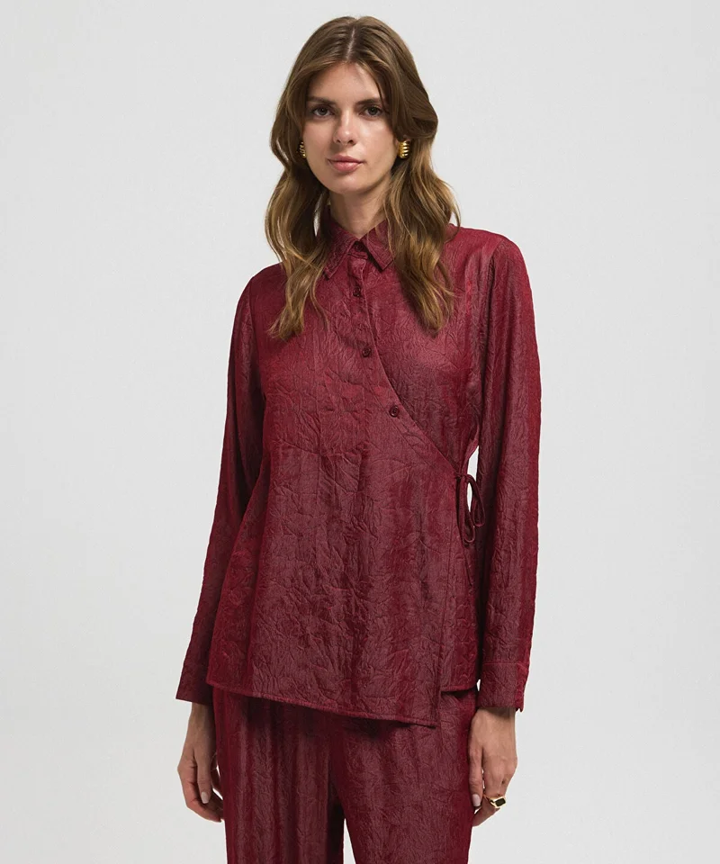 ابيكول Asymmetric Tie Waist Shirt