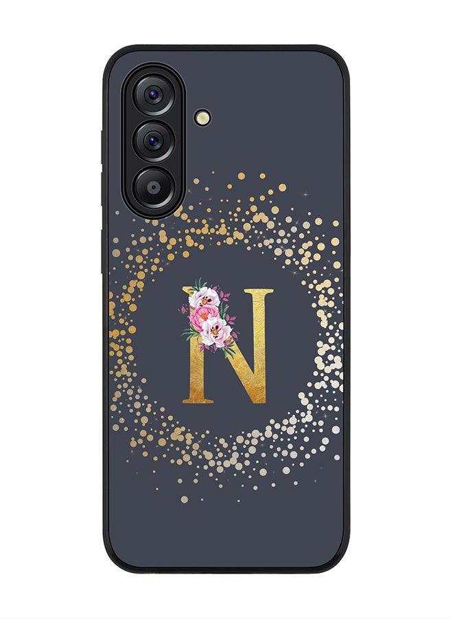 Stylizedd For Samsung Galaxy A36 5G Case,Slim fit Camera Protection, Shockproof Thin Phone cover  - Custom Monogram Floral - N  (Grey ) - Image 1