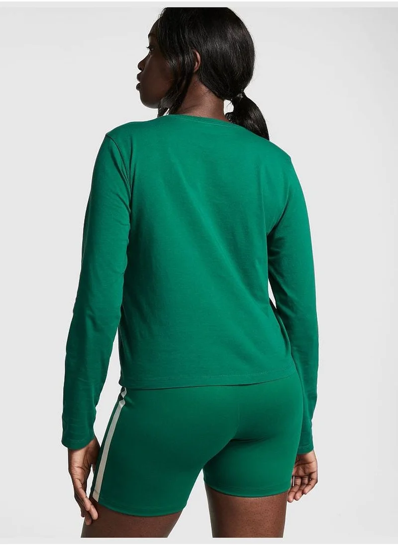 PINK Cotton Long-Sleeve T-Shirt
